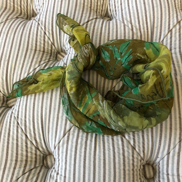 Vintage Accessories - Vintage green silk scarf
